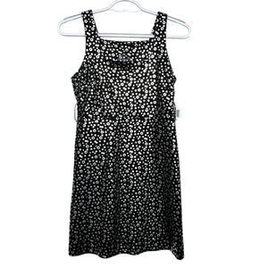Kucheza London Dress XS Black Silver Metallic Polka Dot Sleeveless Made in USA
